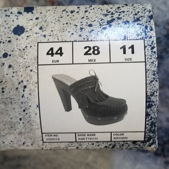 Sale L.e.i Women's Anetteco Brown Faux Leather Tassel Flap Clog Heels Size 11 - Picture 4 of 8